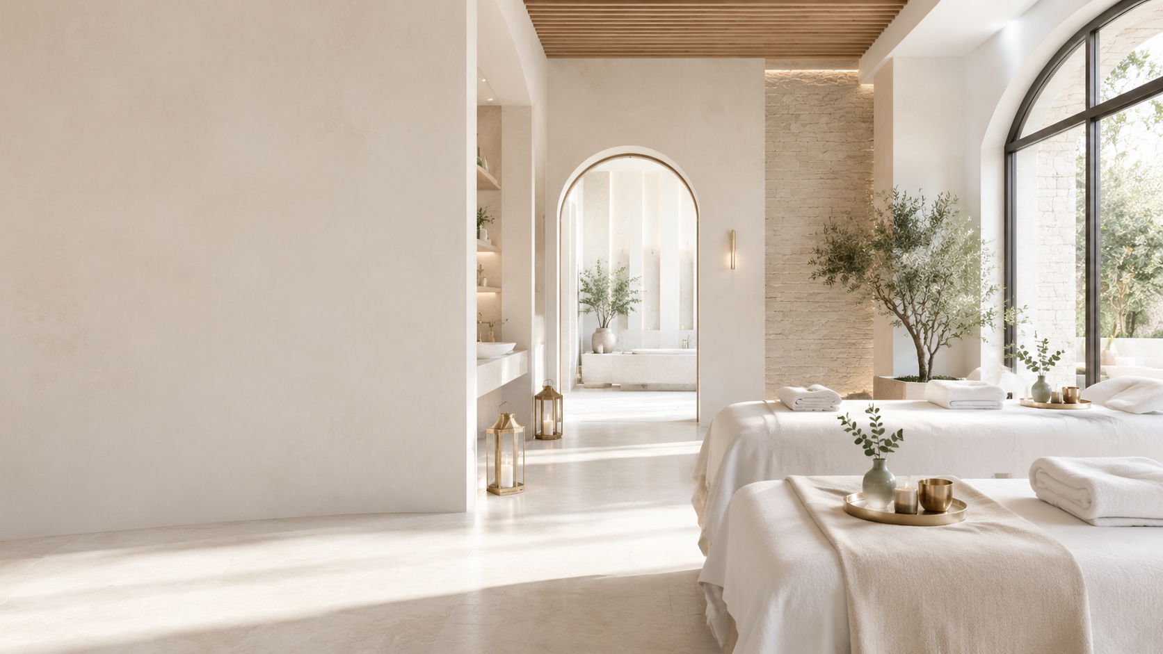 Gold Spa'nın sıcak ışıklı, modern ve huzurlu bakım odası